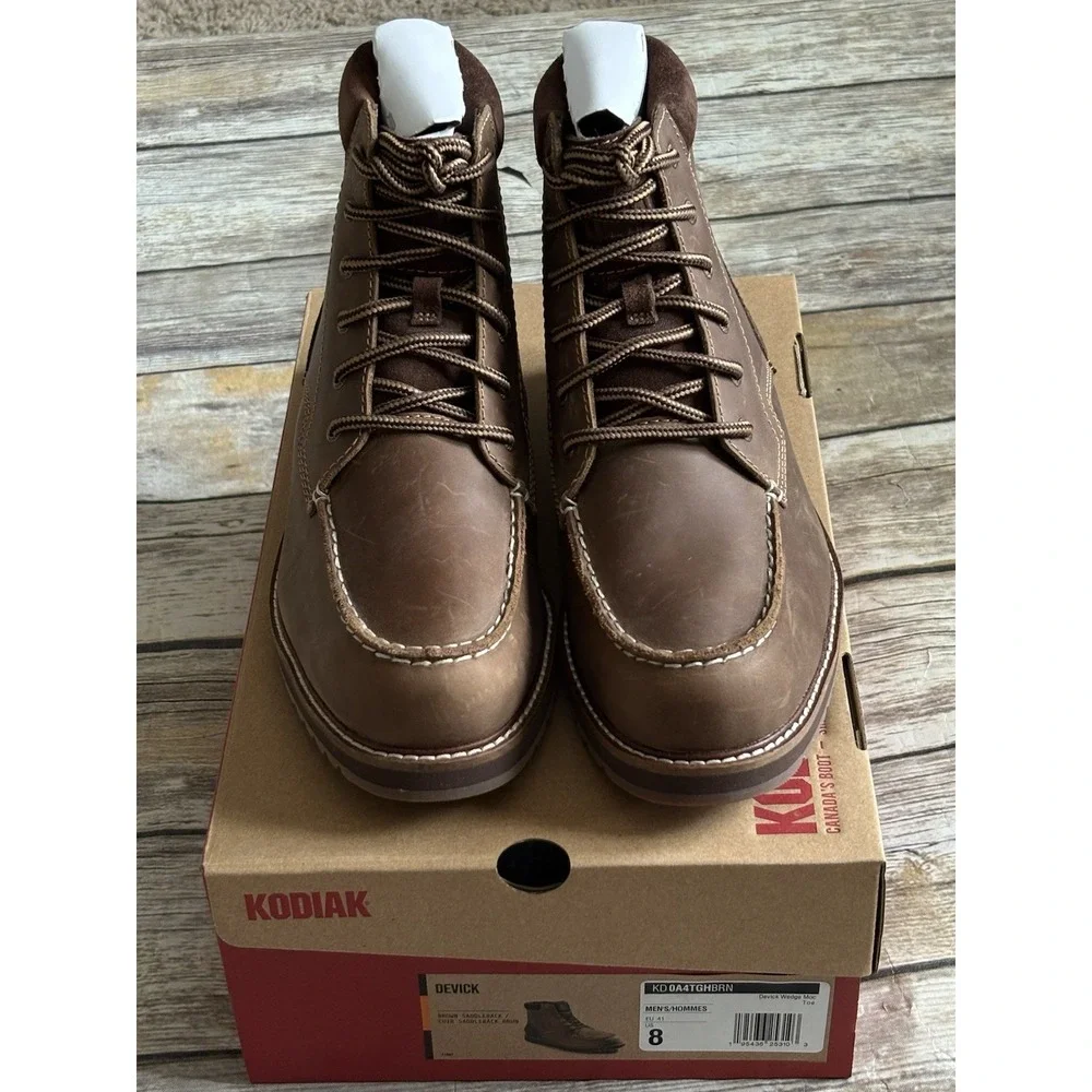 NEW Men's Kodiak Devick Wedge‎ Boot Brown  Saddleback Size 8 M Retail $130